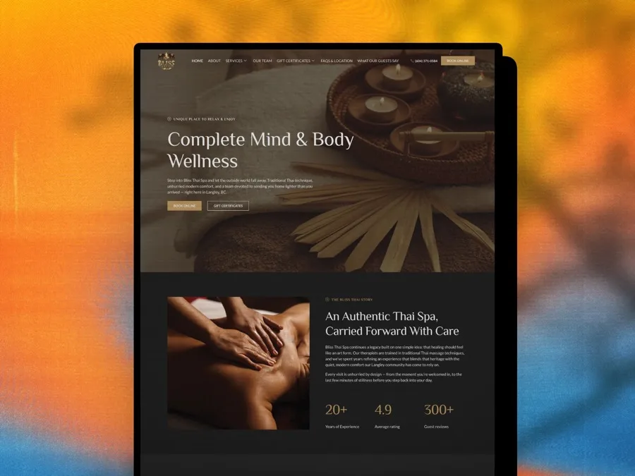 Bliss Thai Spa website