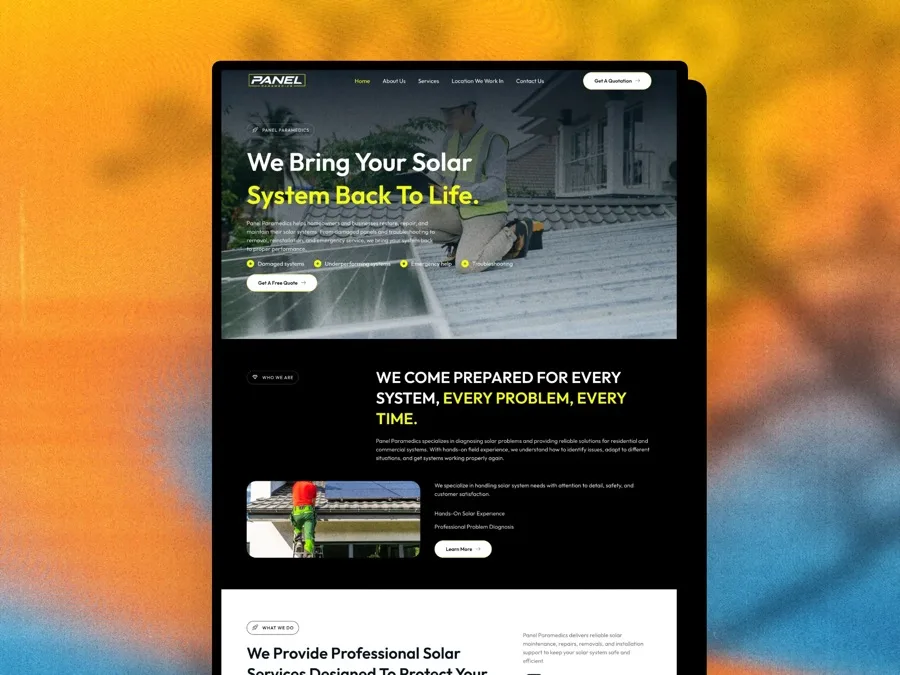 Panel Paramedics solar services website